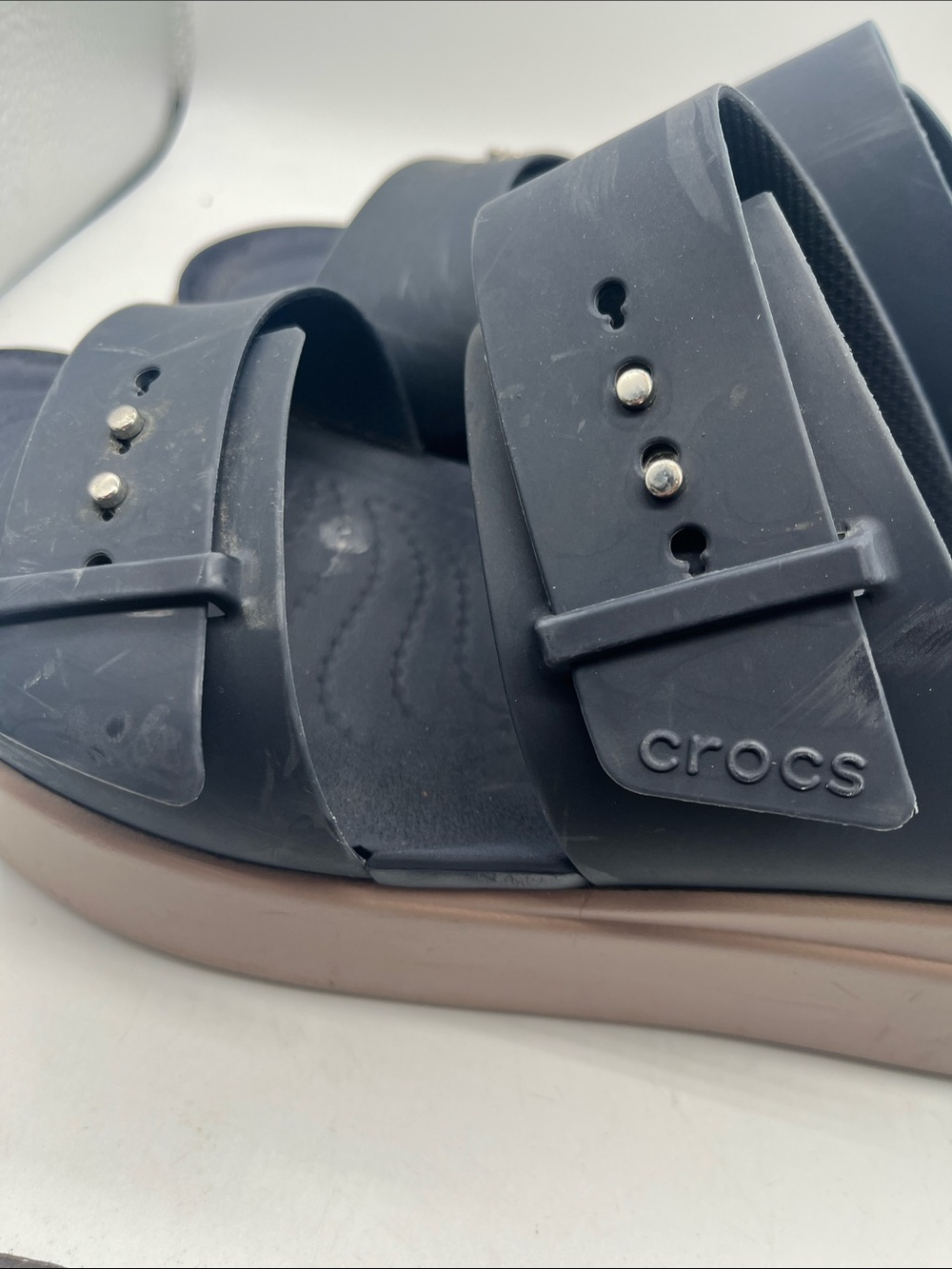 Crocs  Platform BROOKLYN Black & Tan Size 9 - Picture 3 of 7